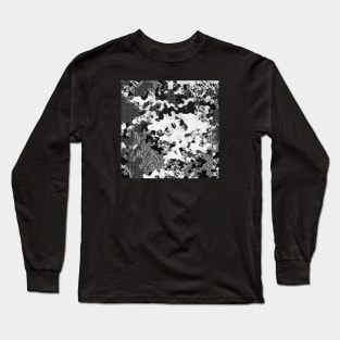 White Black Patch Patterns Long Sleeve T-Shirt